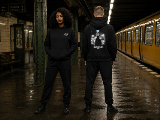 Alone Not Lost — Hoodie — Lifestyle — AI-generated visual