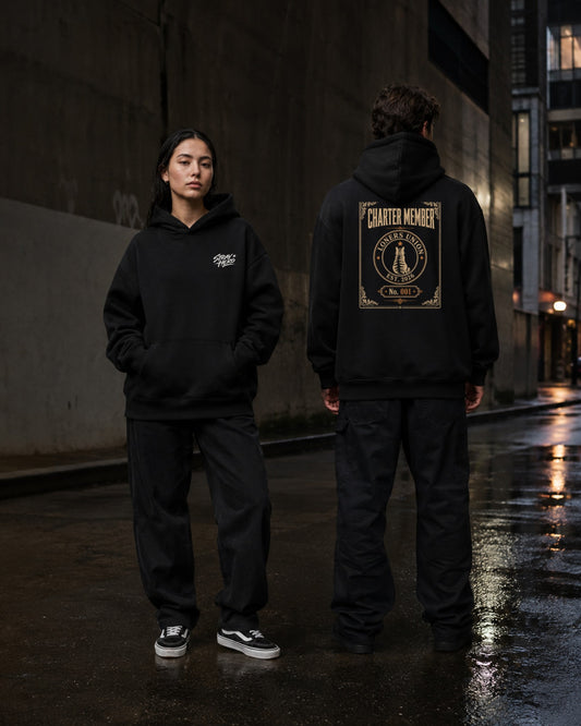 Charter Member Hoodie — Lifestyle — AI-generated visual