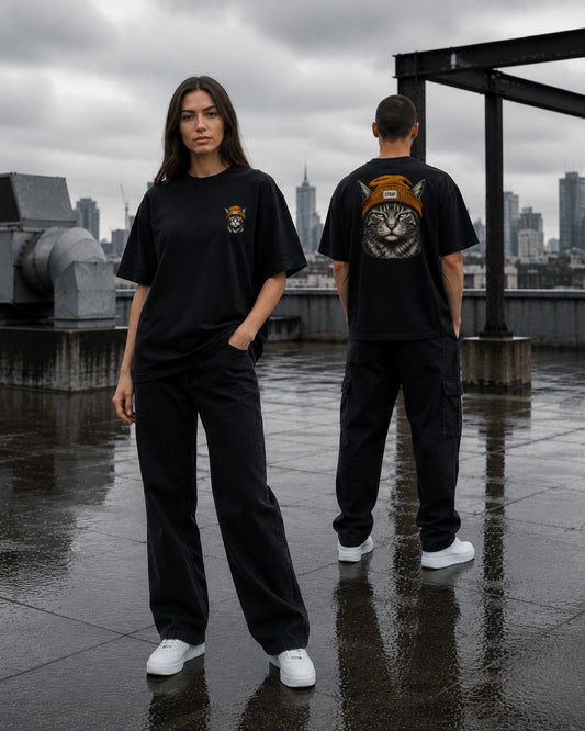 Beanie Cat Tee Ember — Lifestyle — AI-generated visual