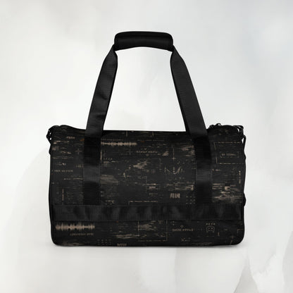 Departure Board Duffle Bag, Rückansicht mit Schultergurt