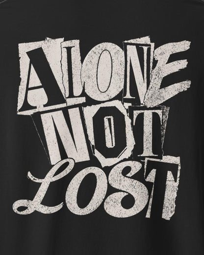 Alone Not Lost Tee Graffiti, print detail