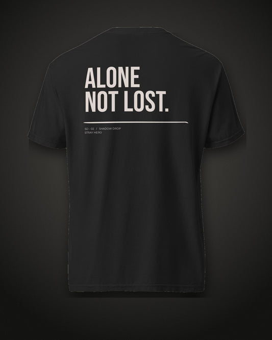 Alone Not Lost Tee Typography, back print, black
