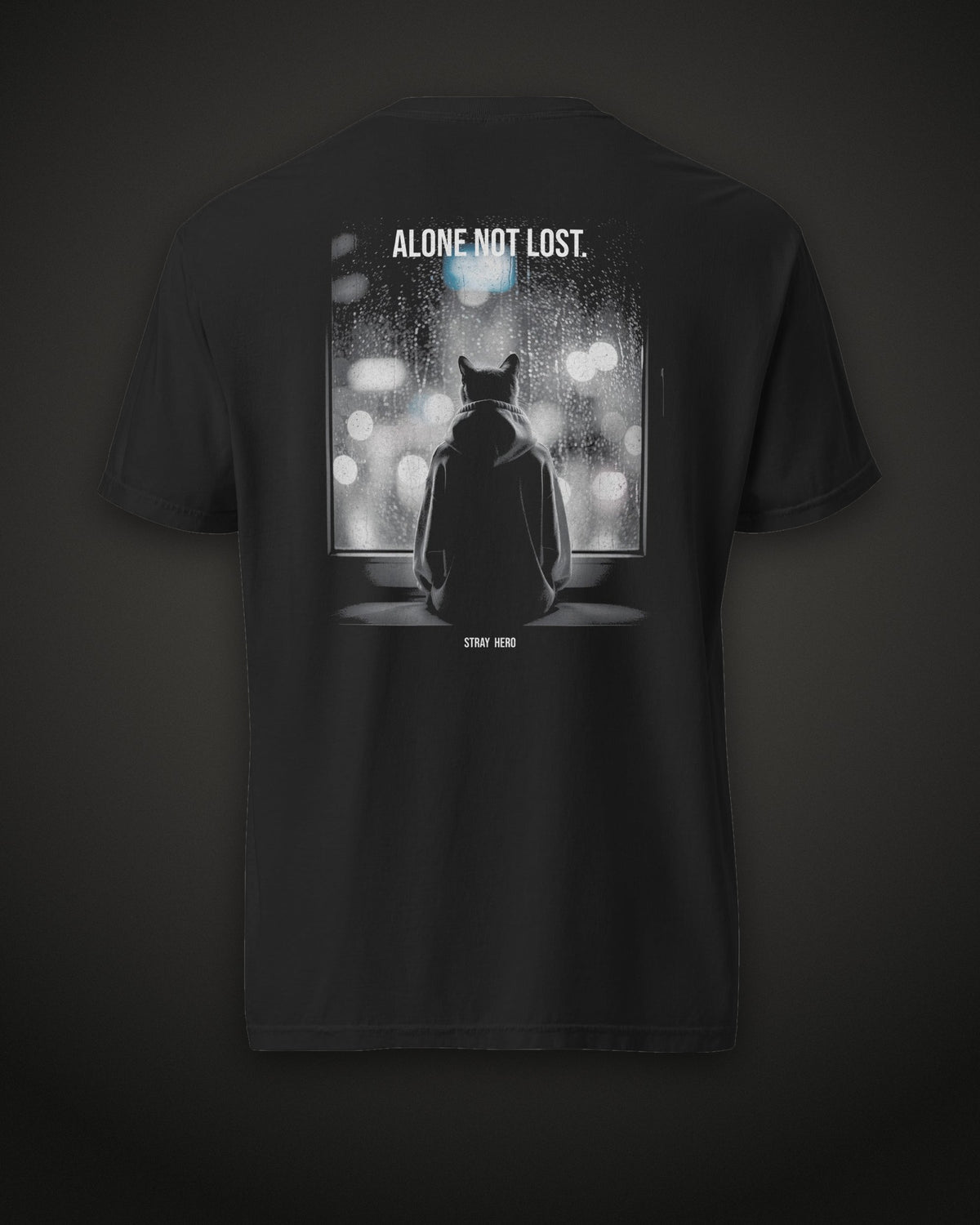 Alone Not Lost Tee Cinematic, back print, black