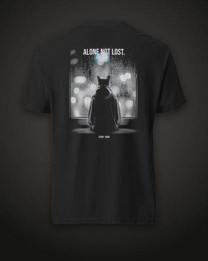 Alone Not Lost Tee Cinematic, back print, black
