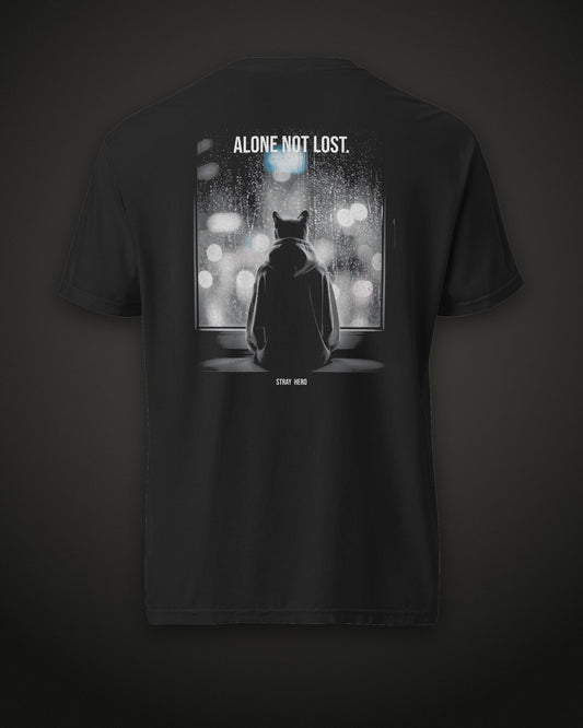 Alone Not Lost Tee Cinematic, back print, black