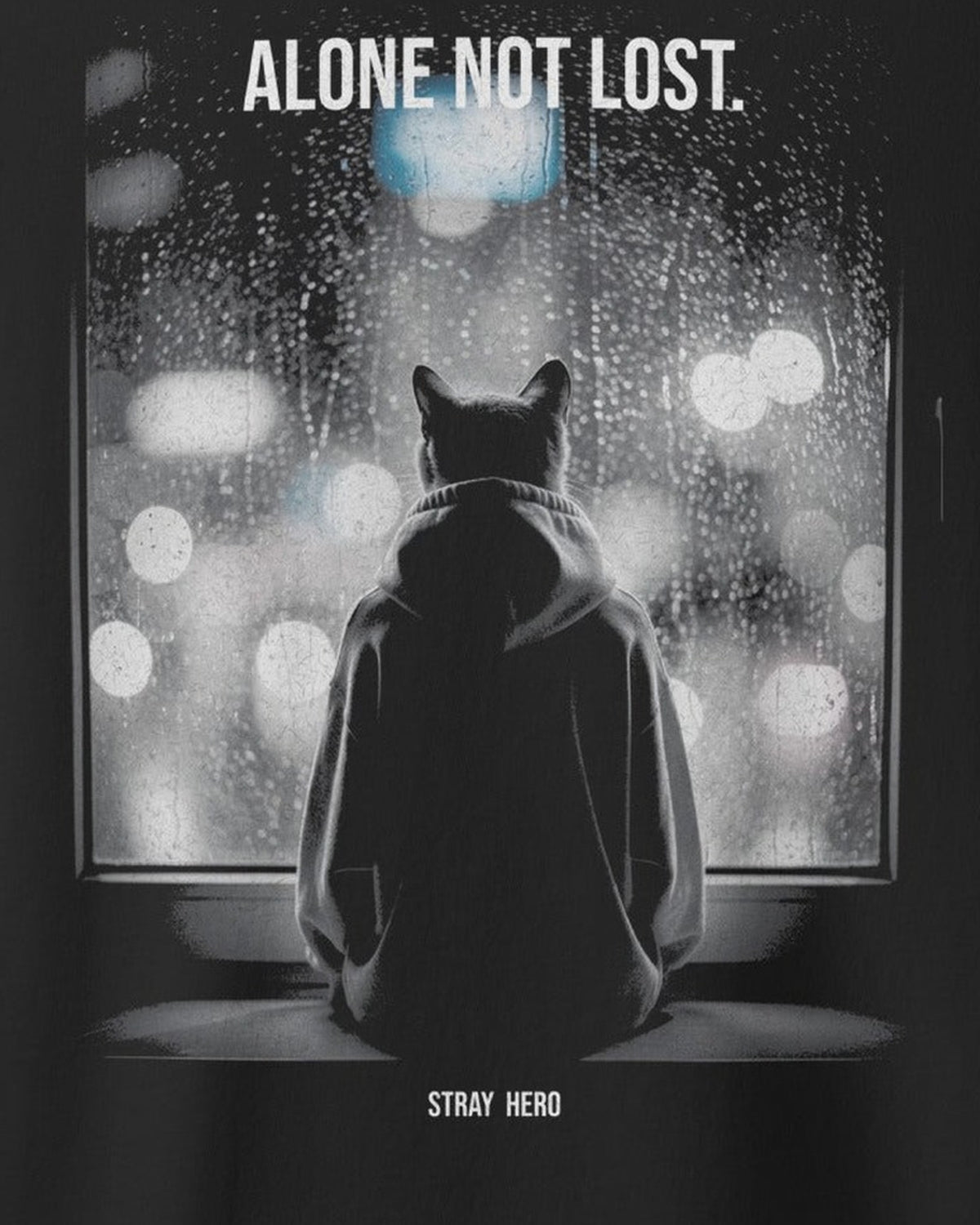 Alone Not Lost Tee Cinematic, print detail