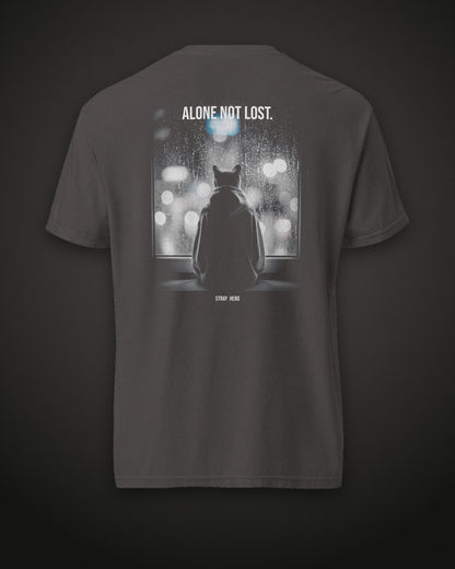 Alone Not Lost Tee Cinematic, back print, graphite