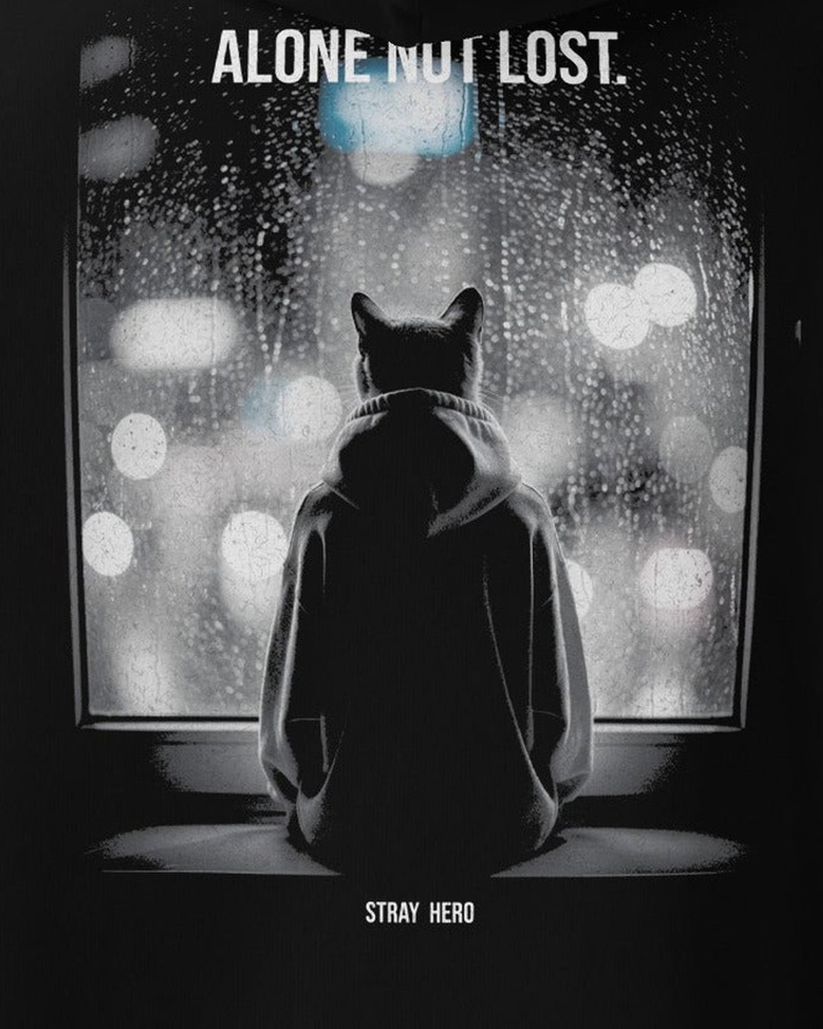 Alone Not Lost Hoodie, print detail