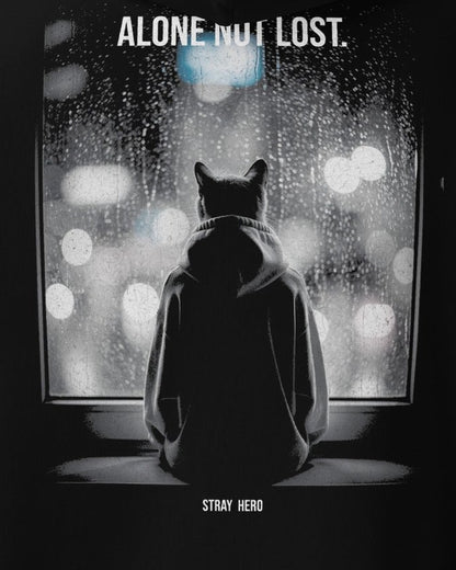 Alone Not Lost Hoodie, print detail