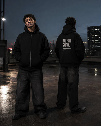 Built From Solitude Zipper — Stray Hero Lifestyle — AI-generated visual