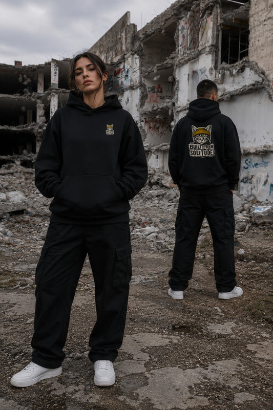 Built From Solitude — Graffiti Hoodie — Lifestyle — AI-generated visual