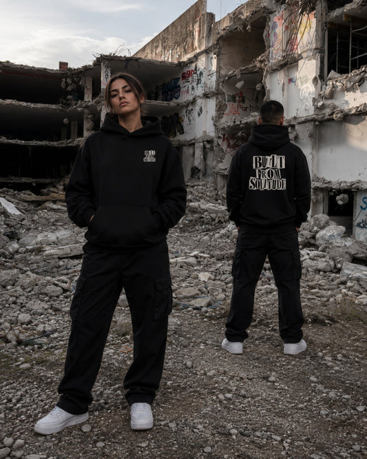 Built From Solitude — Hoodie · Paste-Up — Lifestyle — AI-generated visual