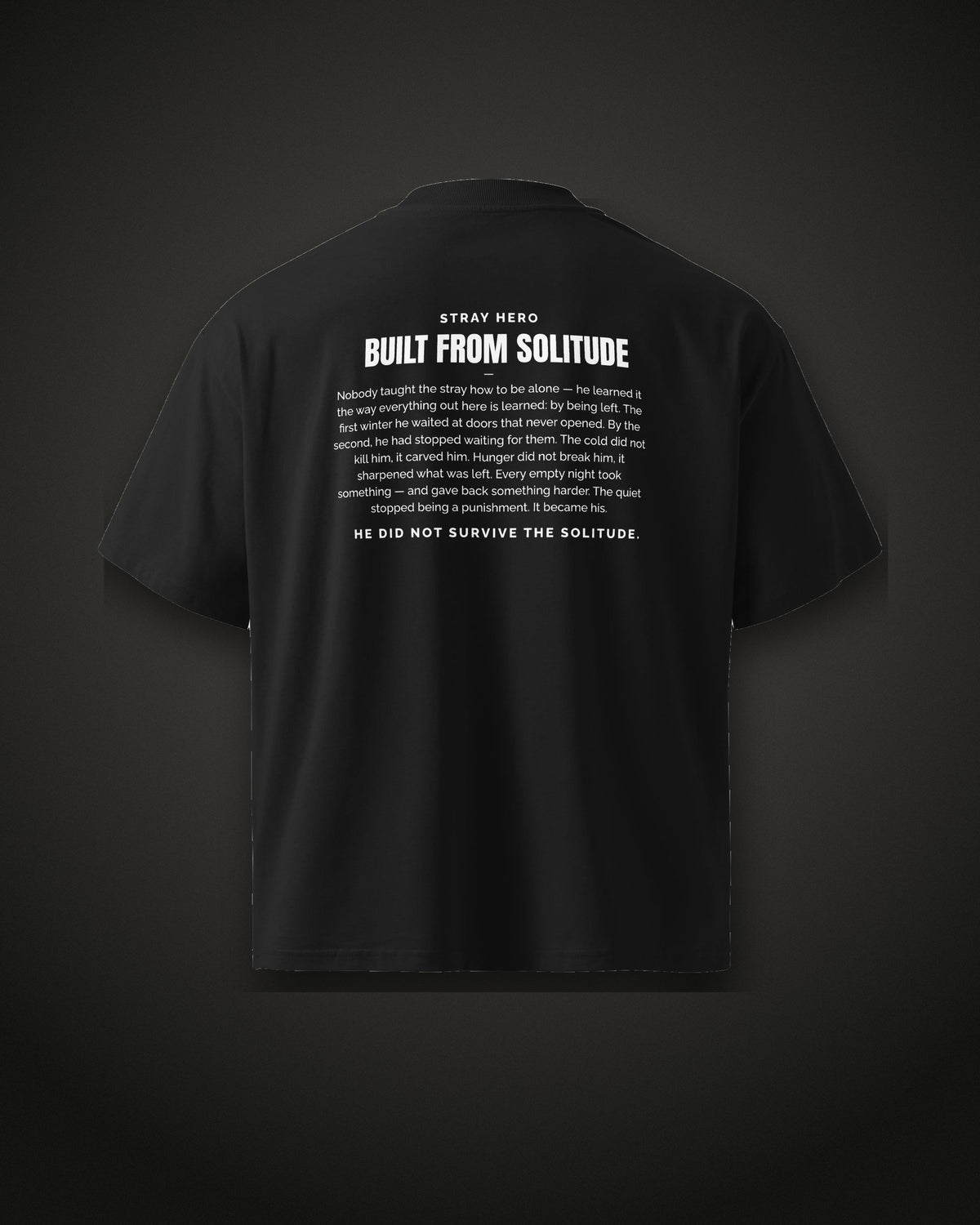 Built from Solitude Story Tee Black, back print