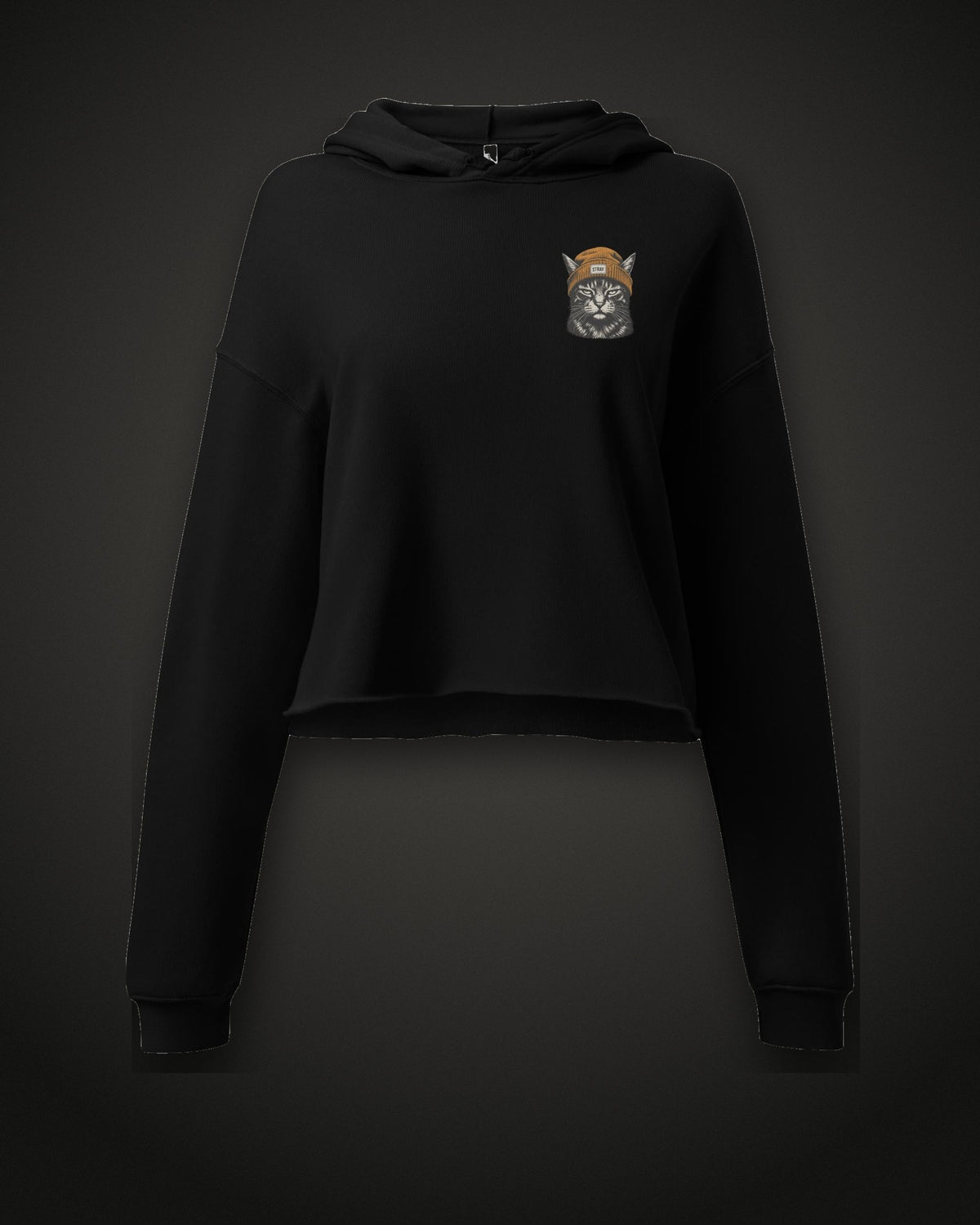 Cat Badge Ember Crop Hoodie
