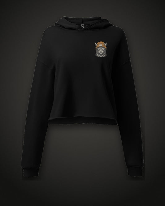 Cat Badge Ember Crop Hoodie