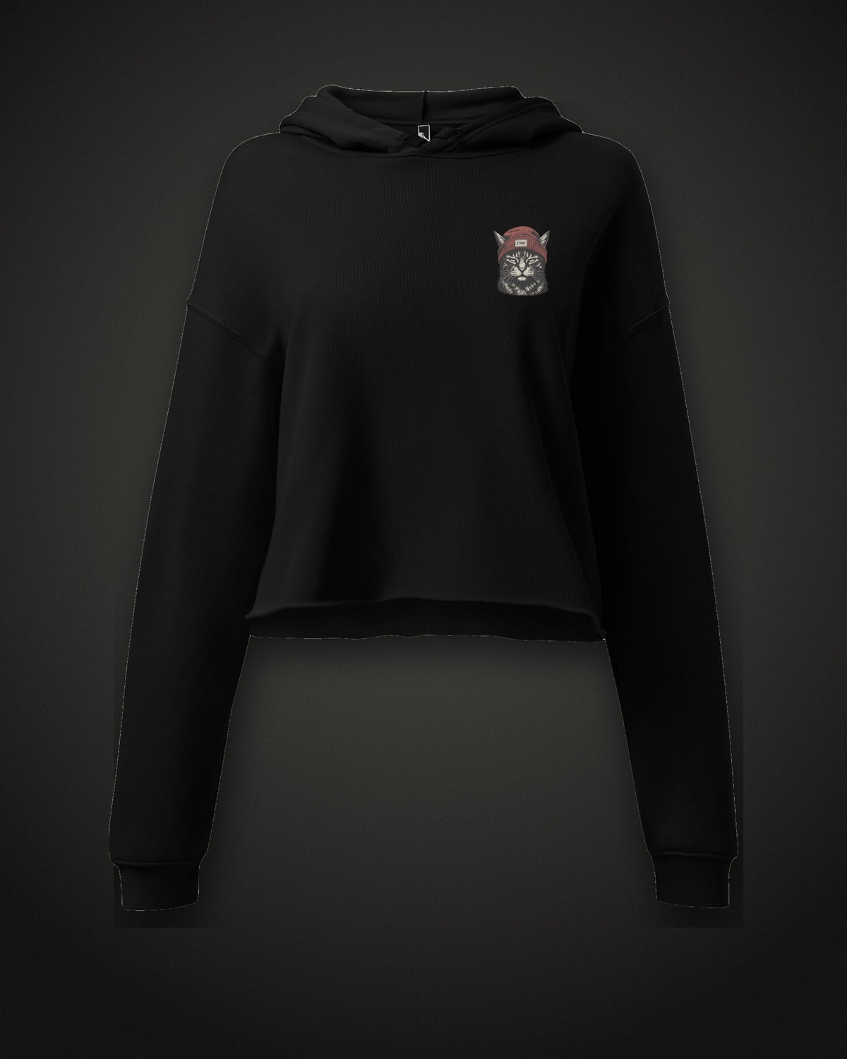 Cat Badge Rogue Crop Hoodie