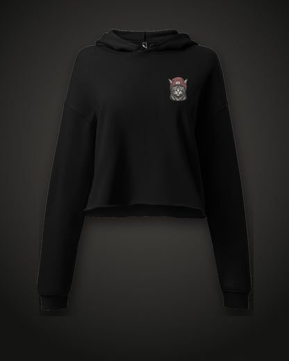 Cat Badge Rogue Crop Hoodie