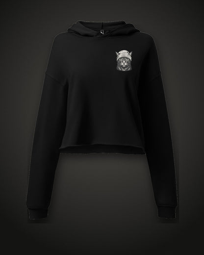 Cat Badge Vector Crop Hoodie