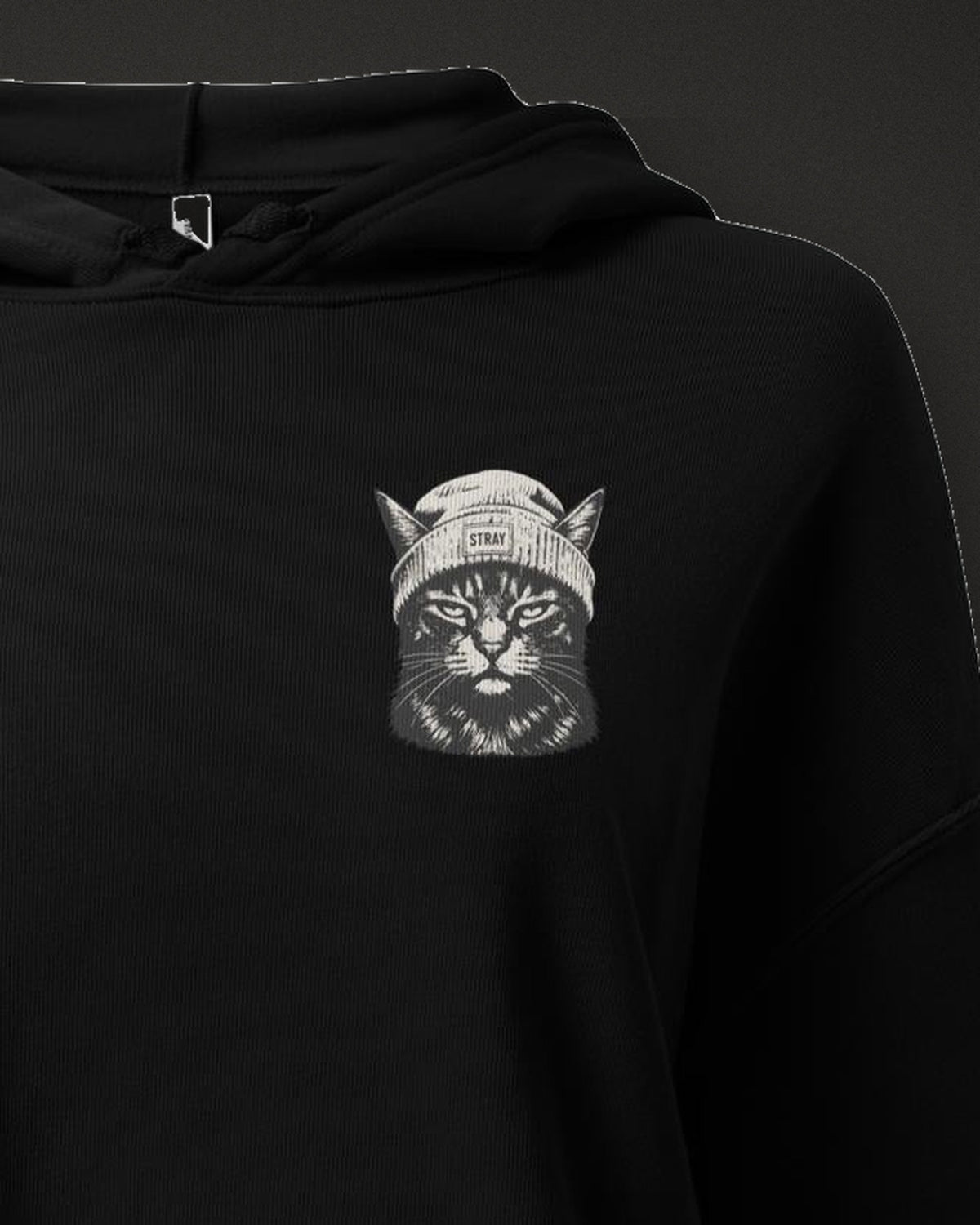 Cat Badge Vector Crop Hoodie, print detail