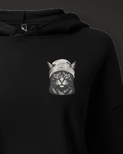 Cat Badge Vector Crop Hoodie, print detail