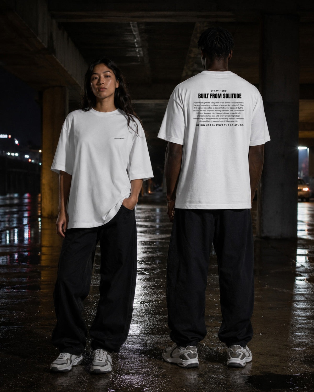 Built from Solitude Story Tee White — Lifestyle — AI-generated visual