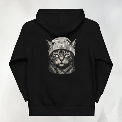 Ghost Kids Hoodie in Schwarz mit Beanie-Cat-Print in Creme auf dem Rücken