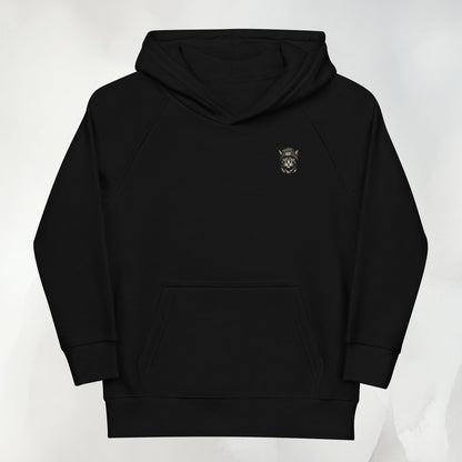 Shade Kids Hoodie in Schwarz, Vorderansicht mit Kängurutasche