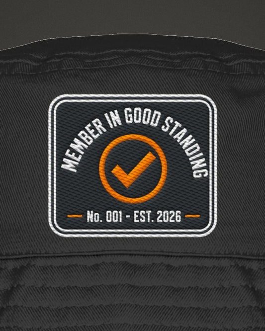 Loners Union Bucket Hat Member in Good Standing, print detail