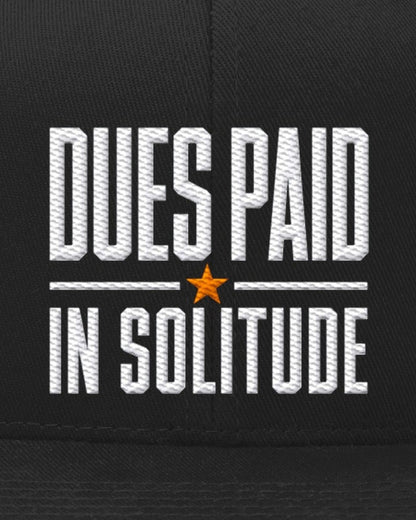 Loners Union Snapback Dues Paid in Solitude, print detail
