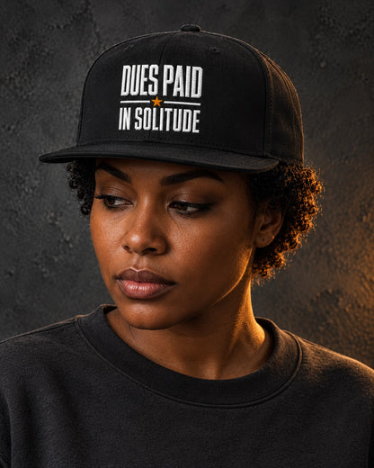 Loners Union Snapback, worn, front embroidery, black — AI-generated visual