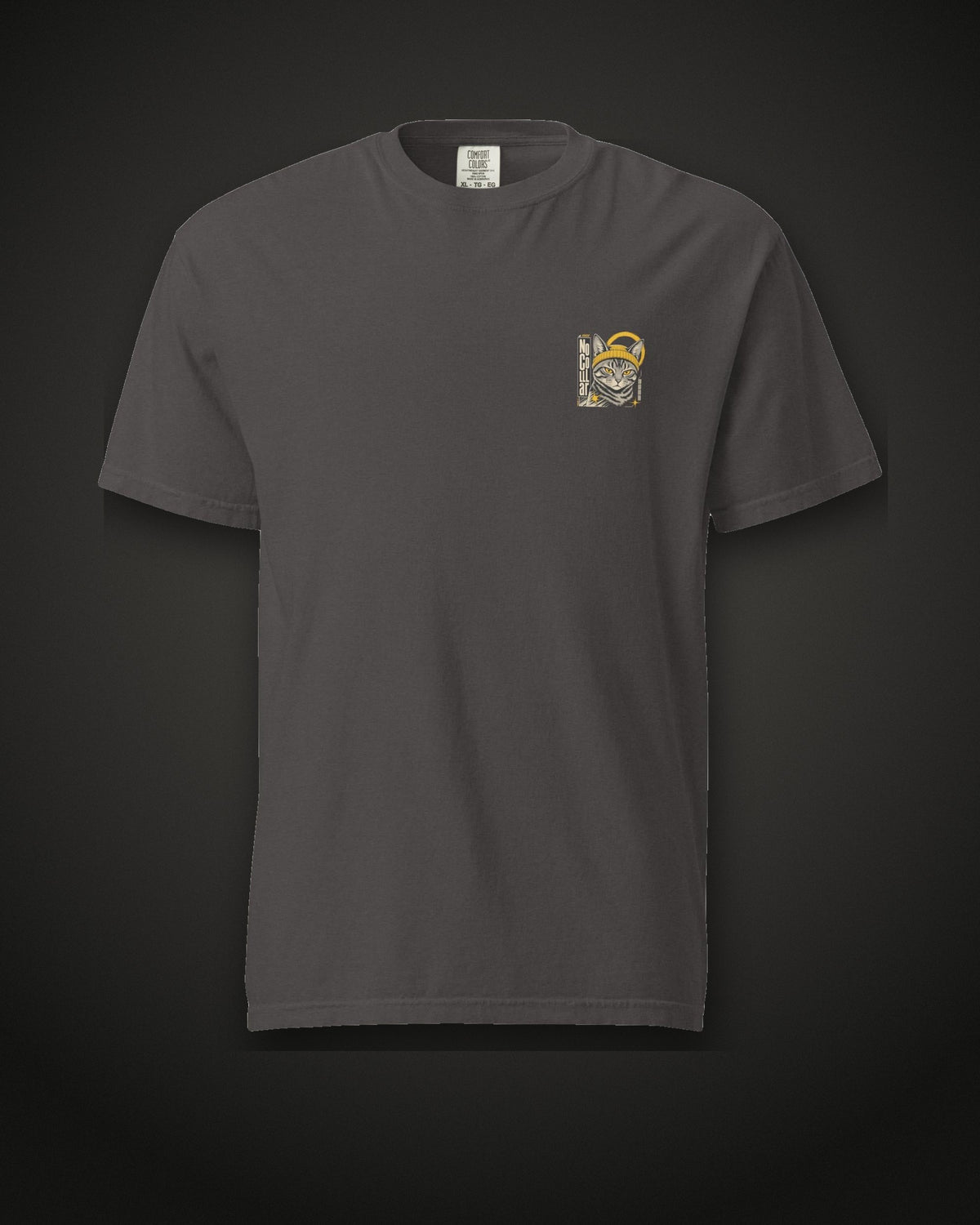 No Collar Tee, front, graphite