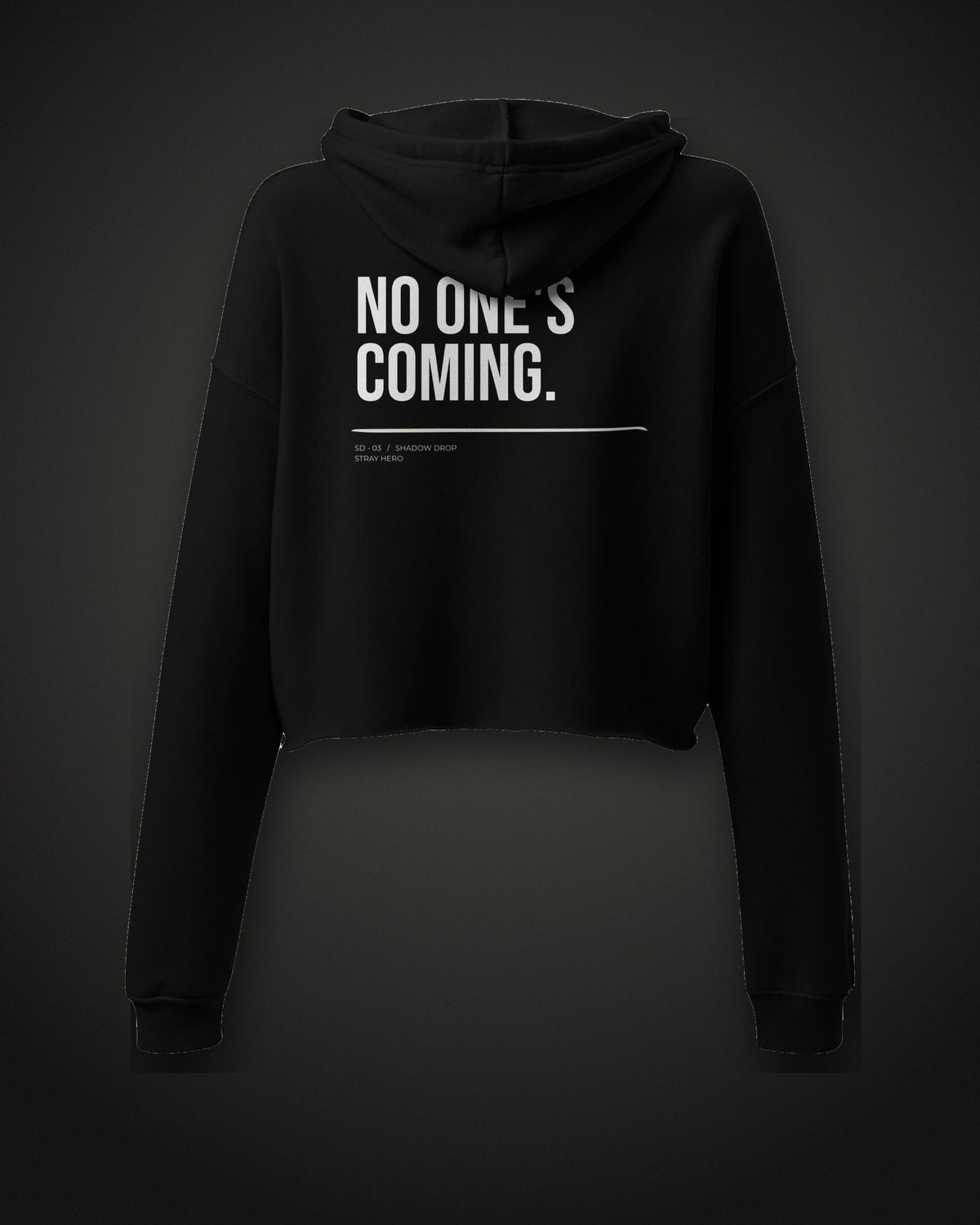 No One's Coming Crop Hoodie, back print