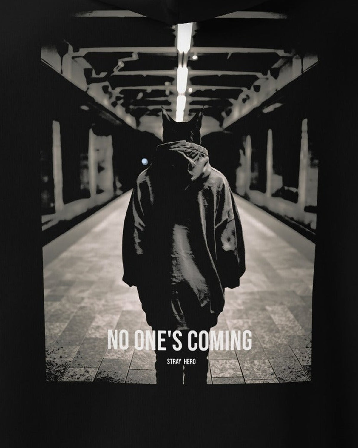 No One's Coming Hoodie Cinematic, print detail