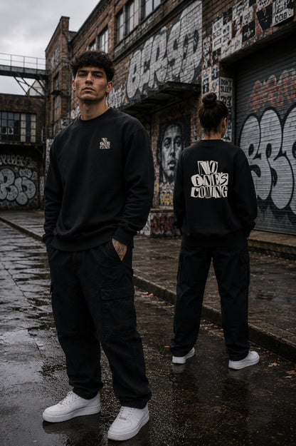 No One's Coming — Sweatshirt · Paste-Up — Lifestyle — AI-generated visual