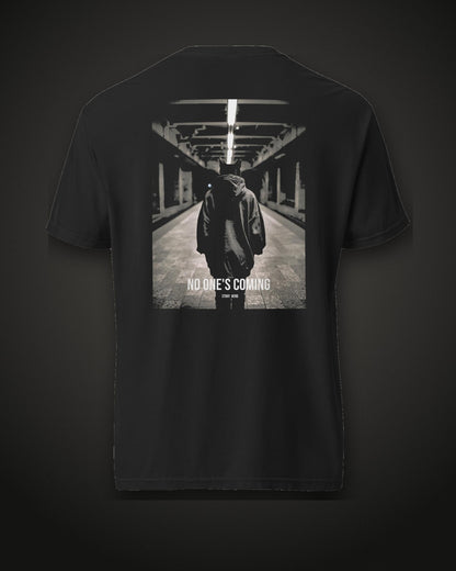 No One's Coming Tee Cinematic, back print, black