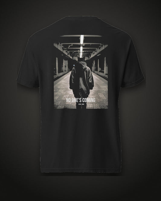 No One's Coming Tee Cinematic, back print, black