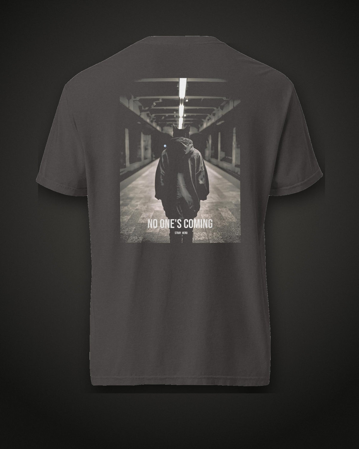 No One's Coming Tee Cinematic, back print, graphite