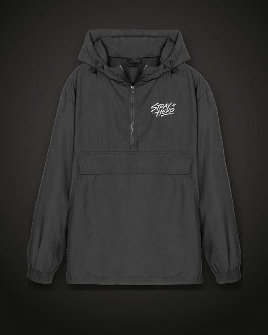 Script Windbreaker, front, chest print, black