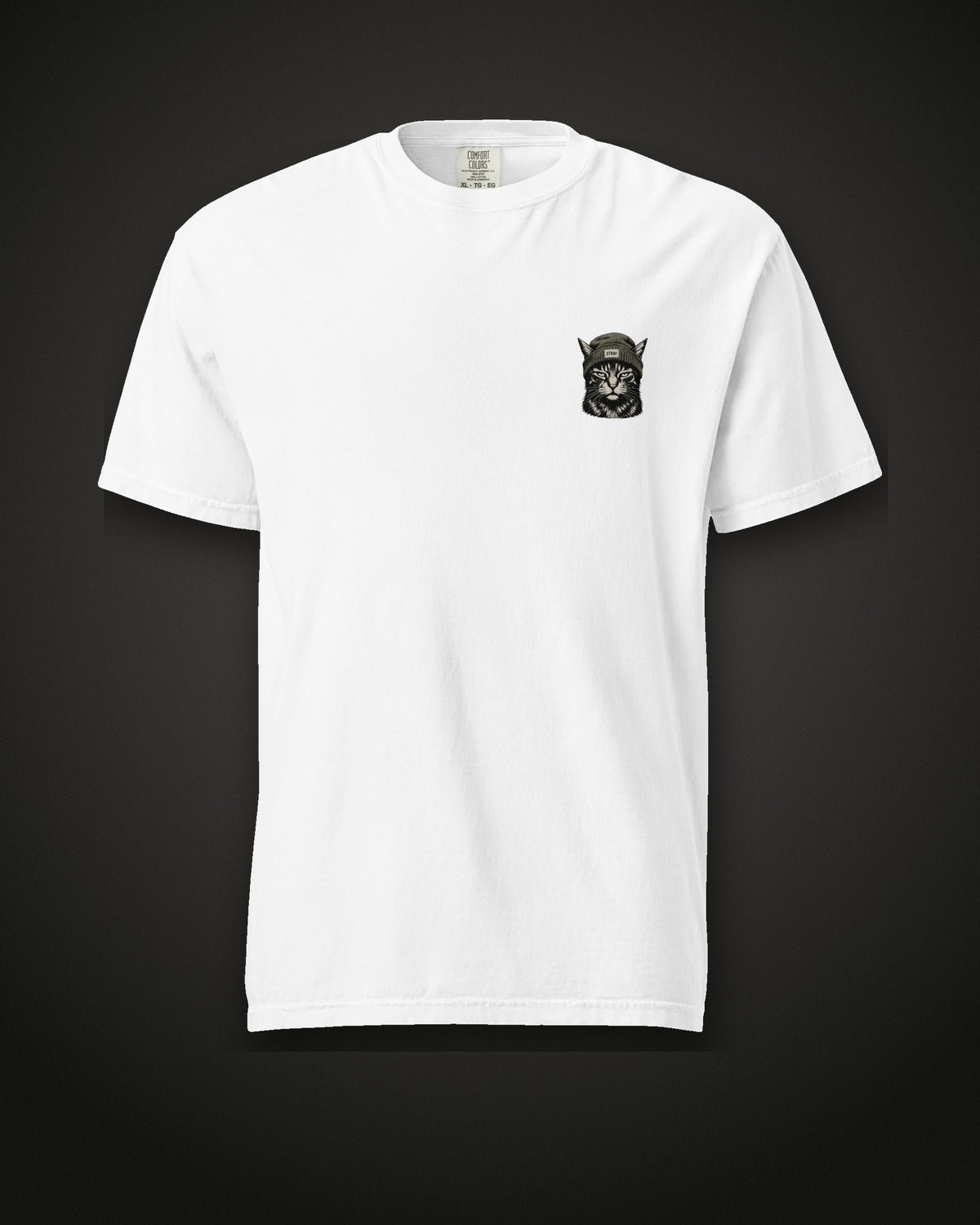 Beanie Cat Tee Shade, front, white