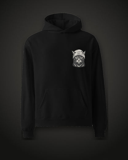 Beanie Cat Hoodie Ghost, front, black