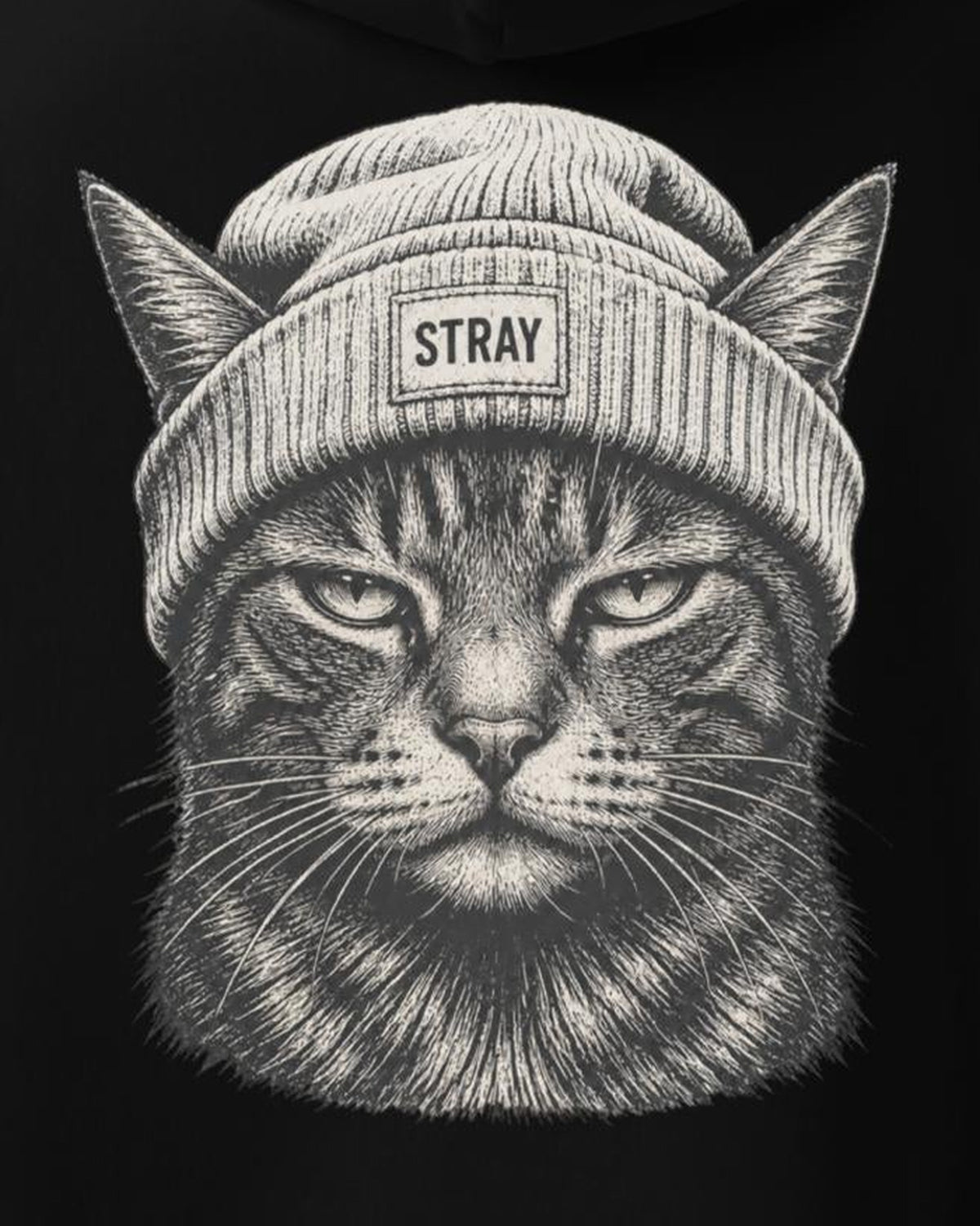 Beanie Cat Hoodie Ghost, print detail