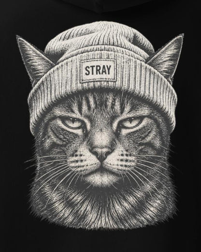 Beanie Cat Hoodie Ghost, print detail