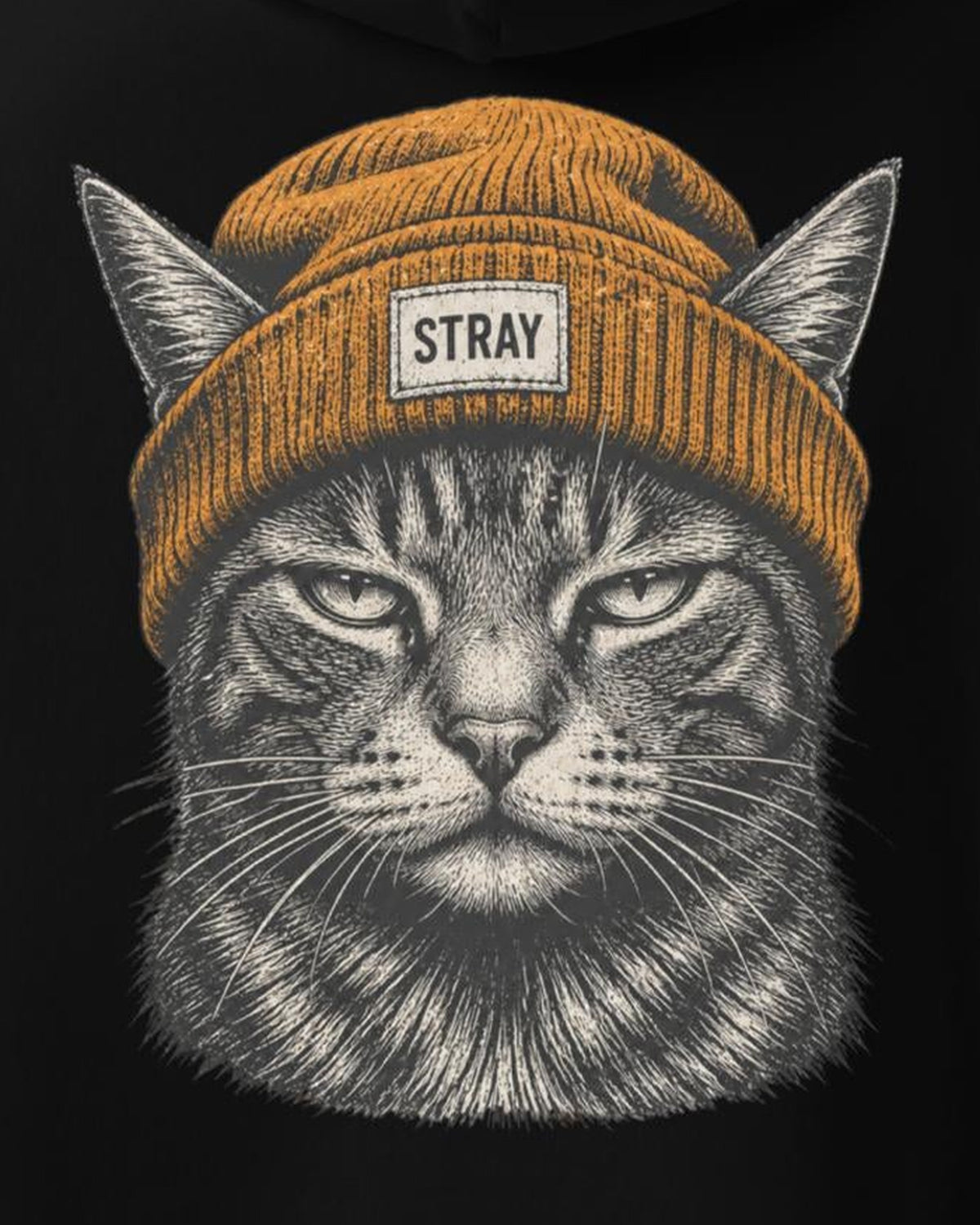Beanie Cat Hoodie Ember, print detail