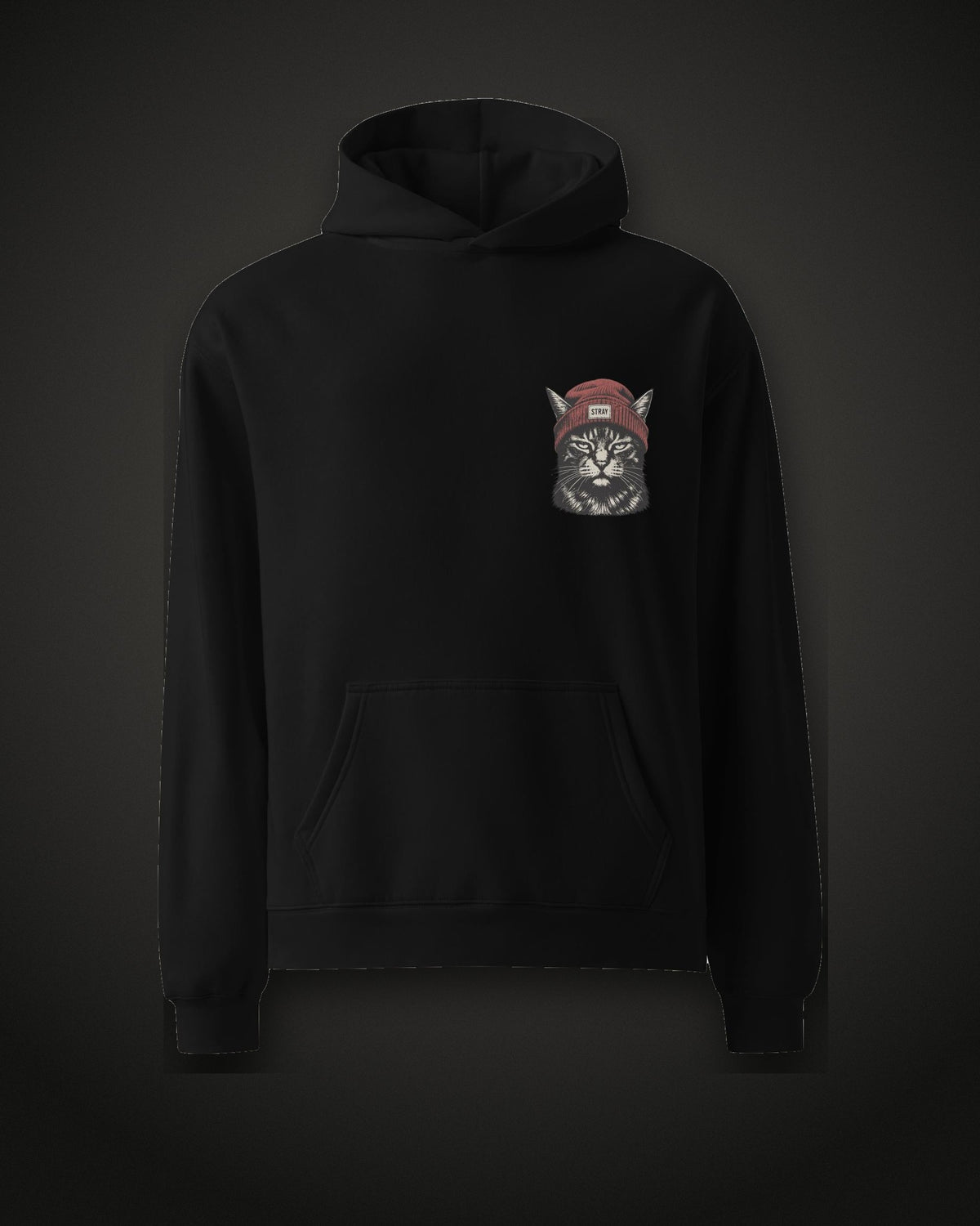 Beanie Cat Hoodie Rogue, front, black