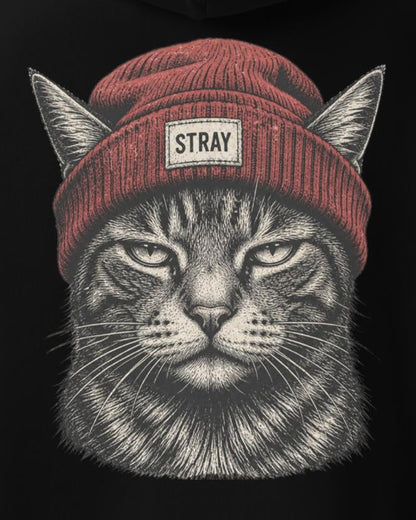 Beanie Cat Hoodie Rogue, print detail