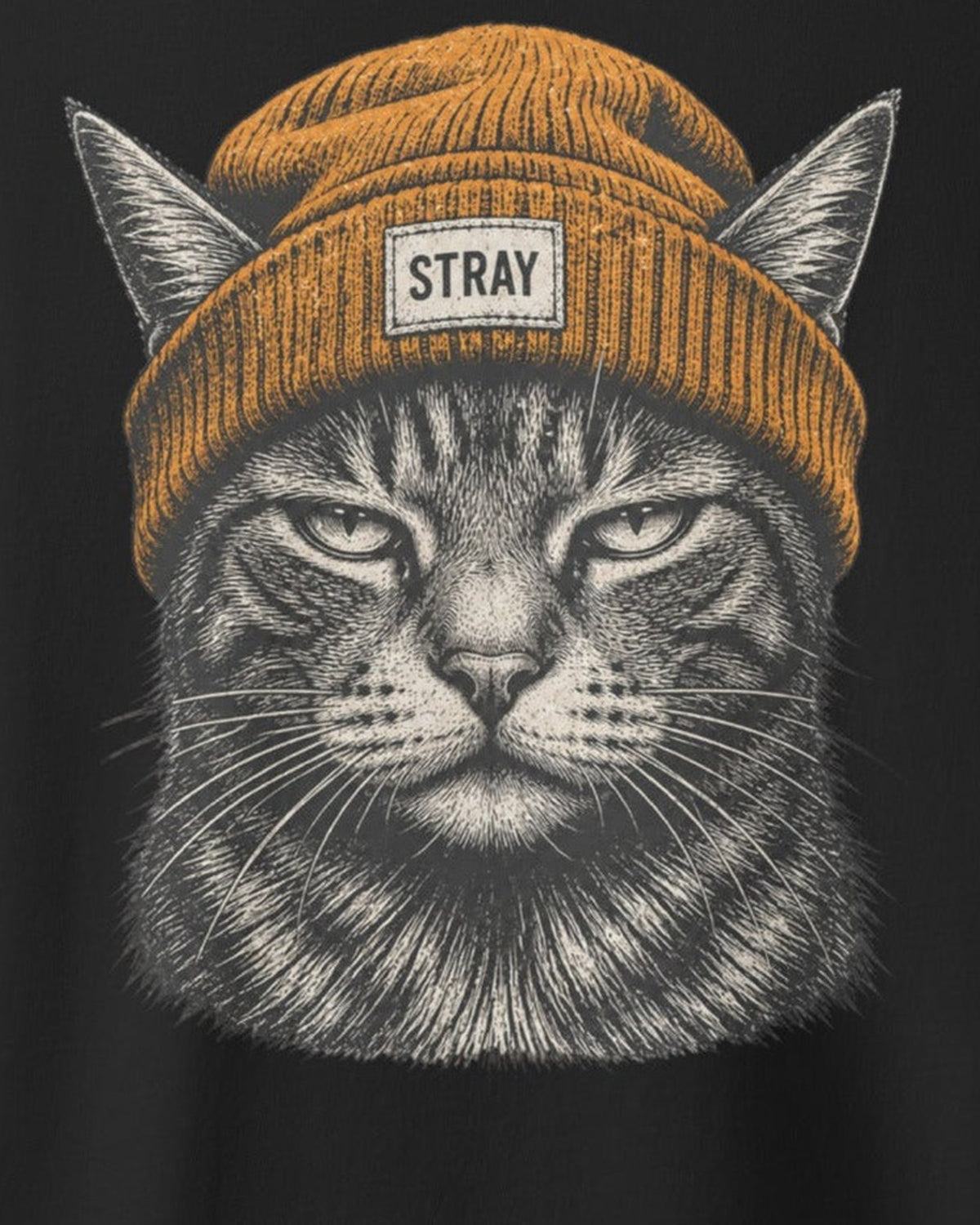 Beanie Cat Tee Ember, print detail
