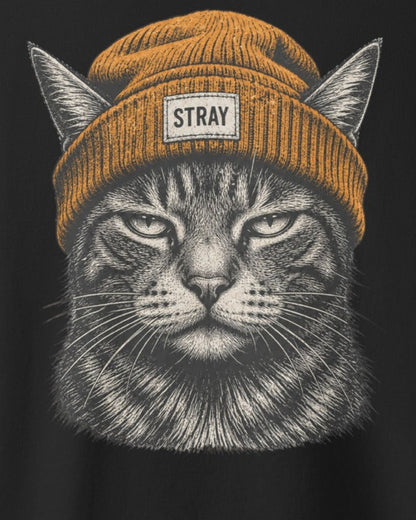Beanie Cat Tee Ember, print detail
