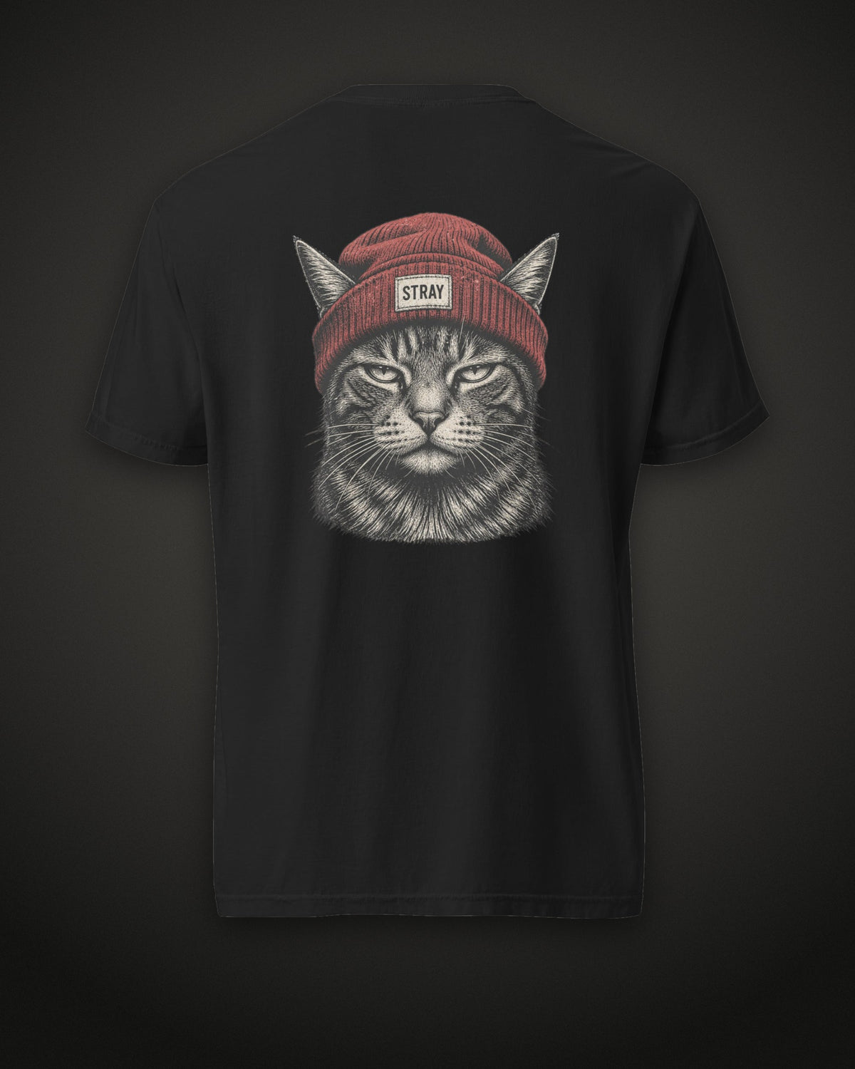 Beanie Cat Tee Rogue, back print, black