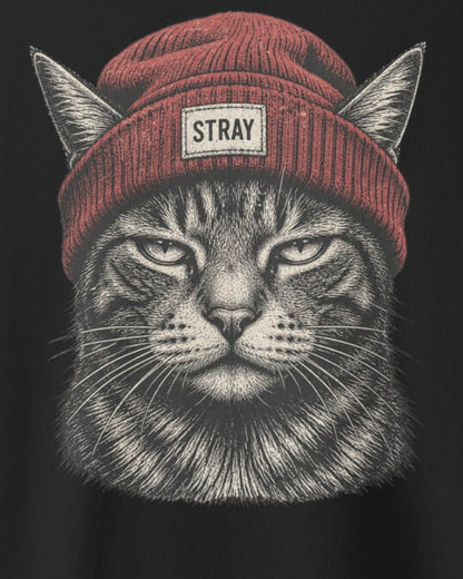 Beanie Cat Tee Rogue, print detail