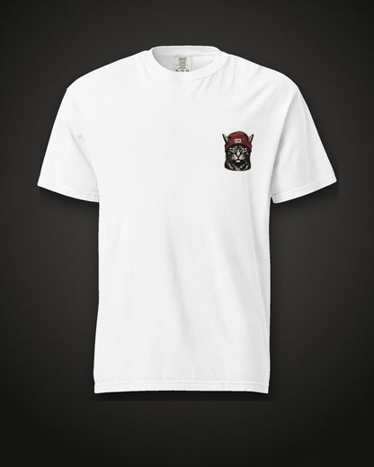 Beanie Cat Tee Rogue, front, white